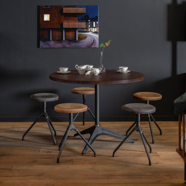 COMPASS BISTRO TABLE WITH AKRON LOW STOOLS