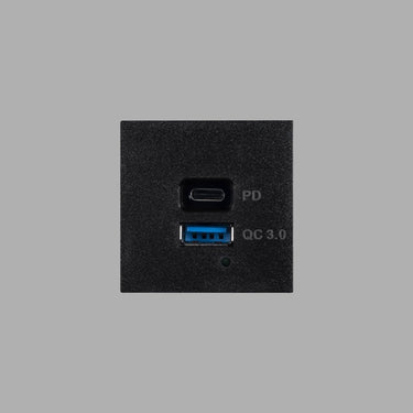 USB A+C Socket Module 45MM Black