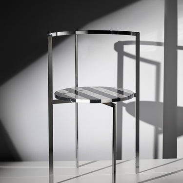 Ego Chair Chrome, Stripe Marble Black & White