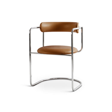 FF Chair Cantilever Rounded Upholstery Chrome Frame