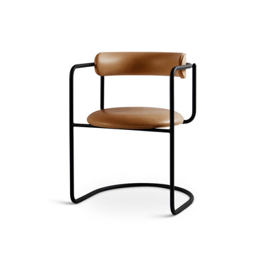 FF Chair Cantilever Rounded Upholstery Black Frame